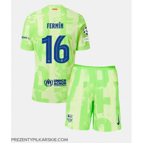 Stroje piłkarskie Barcelona Fermin Lopez #16 Koszulka Trzeciej dla dzieci 2024-25 Krótki Rękaw (+ szorty)